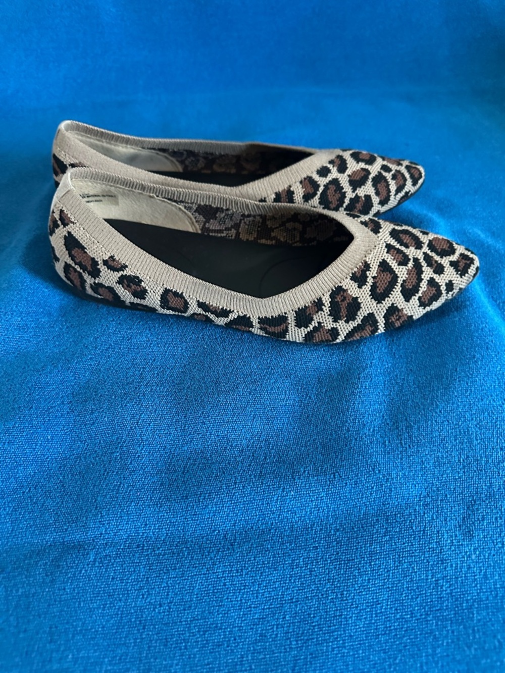 a new day Leopard-Print Pointed Knit Ballet Flats - Brown & Tan